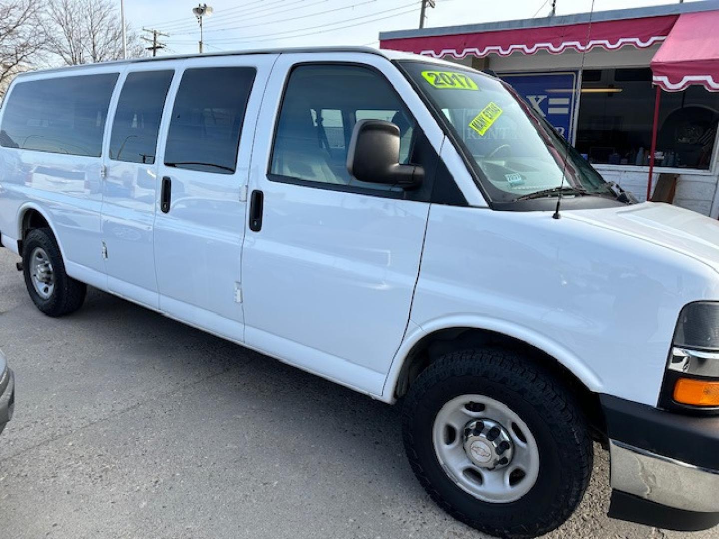 2017 White Chevrolet Express LT 3500 Extended (1GAZGPFG5H1) with an 6.0L V8 OHV 16V FFV engine, 6A transmission, located at 3200 1st Avenue North, Billings, MT, 59101, (406) 245-9055, 45.779270, -108.510742 - Off-Lease Lease Unit with Great Maintenance Records! 15 Passenger Van with LT Package, Towing, Tilt Steering, Cruise Control, Rear Air, Rear Heat, Factory Tinted Glass, Dual Power Seats and Much More! CarFax Dealer. Auto Brokers of Montana/AA&A Auto Rental/Fox Car Rental - Photo#3